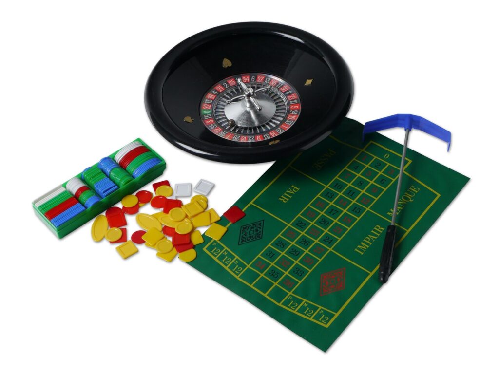 Ruleta s žetony na hracím stole
